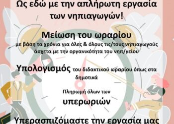 Ωράριο Νηπιαγωγών: Πώς να δουλεύεις 6 ώρες αλλά να μετράνε 5 και άλλα παράλογα