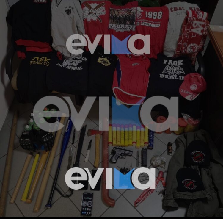 Χαλκίδα – Οπαδική βία: Οπλοστάσιο βρέθηκε στα σπίτια των συλληφθέντων