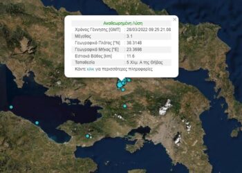 Νέος σεισμός 3,1 Ρίχτερ στη Θήβα- Αισθητός και πάλι στην Αθήνα
