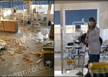 Κατέρρευσε οροφή κτιρίου του ΑΠΘ – Σοκαριστικές εικόνες από το σημείο