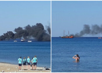 ΣΥΜΒΑΙΝΕΙ ΤΩΡΑ: Φωτιά σε τουριστικό πλοίο με 82 επιβάτες – Πήδηξαν στη θάλασσα – Μεγάλη κινητοποίηση (φωτο, video)