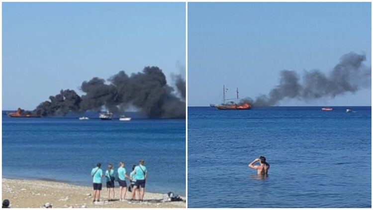 ΣΥΜΒΑΙΝΕΙ ΤΩΡΑ: Φωτιά σε τουριστικό πλοίο με 82 επιβάτες – Πήδηξαν στη θάλασσα – Μεγάλη κινητοποίηση (φωτο, video)