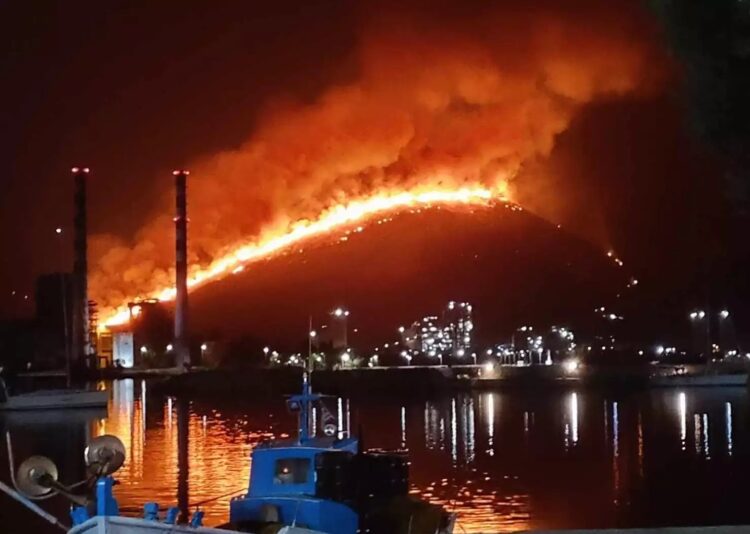 Δύσκολη η νύχτα στην Εύβοια: Εκτός ελέγχου η φωτιά στο Αλιβέρι (φωτο, video)
