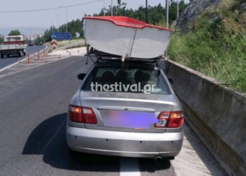 Θεσσαλονίκη: Φόρτωσε τη βάρκα του στο αυτοκίνητο και βγήκε στον …περιφερειακό (φωτο)