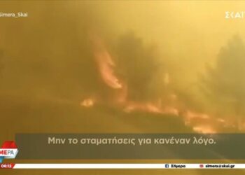 Συγκλονιστικό βίντεο με εθελοντές να περνούν μέσα από τις φλόγες στη Ρόδο: «Προχώρα Γιάννη καίγονται τα παράθυρα»