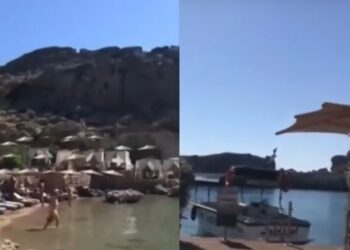 Απίστευτη καταγγελία: Καταπάτησαν τον αρχαιολογικό χώρο της Λίνδου για να βάλουν ομπρέλες και ξαπλώστρες παντού (φωτο, video)