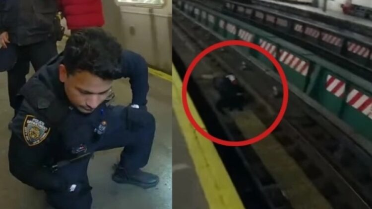 Η σοκαριστική στιγμή που αστυνομικοί έσωσαν άνδρα που έπεσε στις ράγες του τρένου: Γλίτωσαν την τελευταία στιγμή (video)