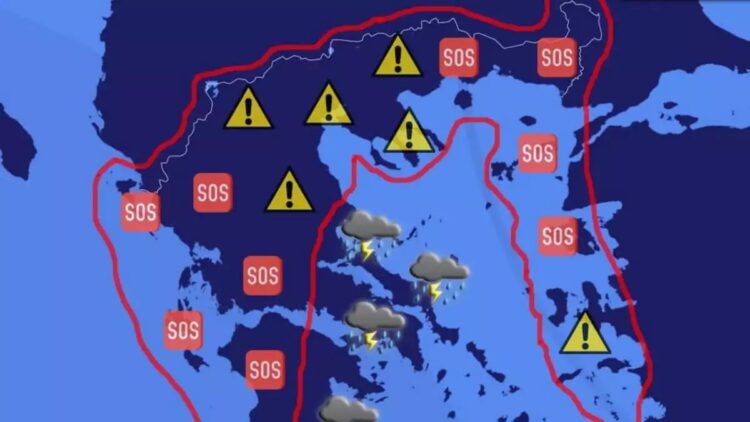 Για επικίνδυνα φαινόμενα και πλημμύρες το Σάββατο προειδοποιεί ο Καλλιάνος – Ποιες περιοχές είναι στο «κόκκινο» – Δείτε τον χάρτη