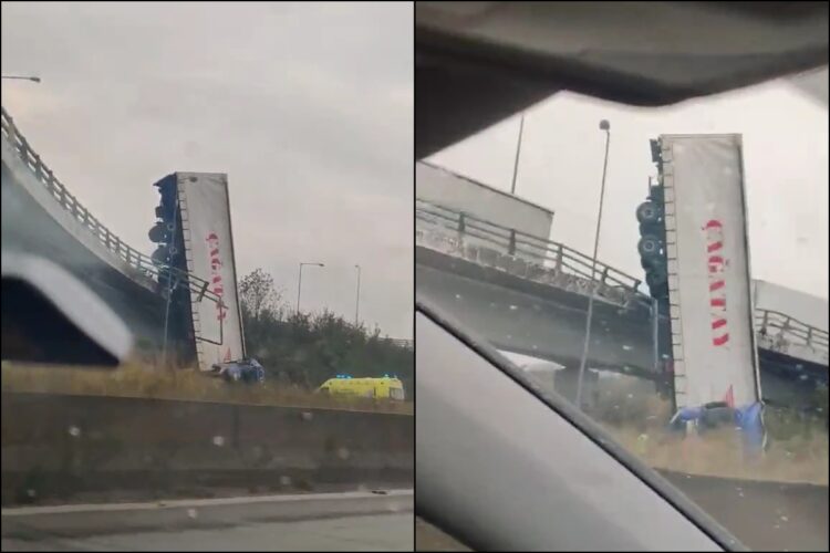 Απίστευτο τροχαίο στη Θεσσαλονίκη: Νταλίκα έπεσε από γέφυρα στην Περιφερειακή (φωτο, video)