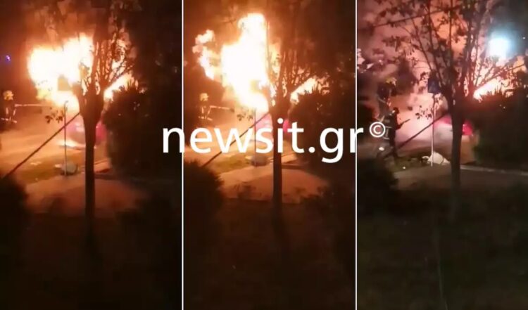 Η στιγμή που το αυτοκίνητο του 44χρονου τυλίγεται στις φλόγες – «Ήταν σταθμευμένο πολλή ώρα» περιέγραψαν γείτονες
