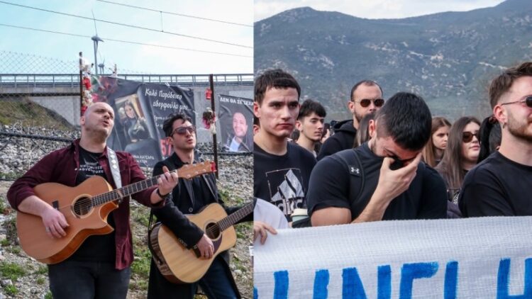 Τέμπη: Συγκινούν οι εικόνες με τους φοιτητές που απέτισαν φόρο τιμής στα θύματα της τραγωδίας (video)
