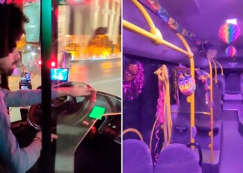 Viral βίντεο: Οδηγός στη Θεσσαλονίκη στόλισε με αποκριάτικα το λεωφορείο του (video)