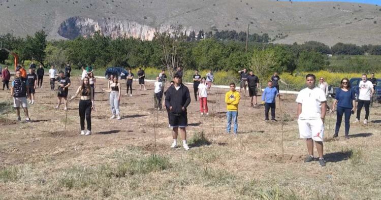 Λάρισα: Μαθητές φύτεψαν 57 δενδρύλλια ελιάς για τα θúματα των Τεμπών