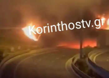 Ανατροπή βυτιοφόρου στην Αθηνών-Κορίνθου, μαίνεται φωτιά – Κλειστή η Εθνική και στα δύο ρεύματα